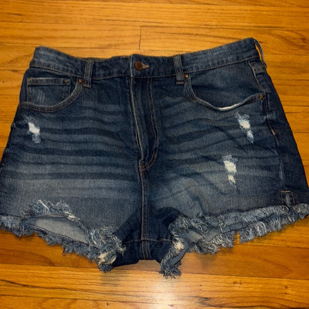 No Boundaries Dark Blue Distressed Jean Shorts